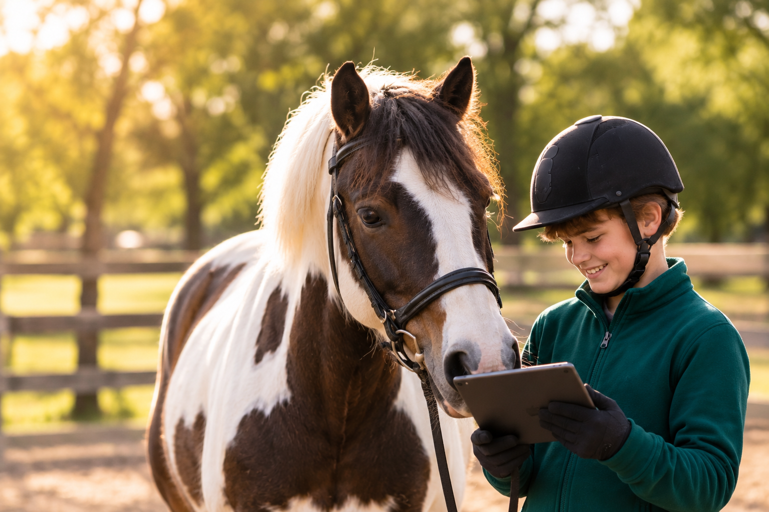 Golden-Hour Horse and Tablet Lesson